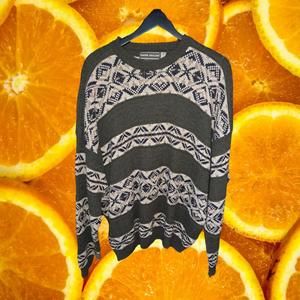 David Taylor Knit Crew Neck Gray, Blue and White Sweater Size 2XL